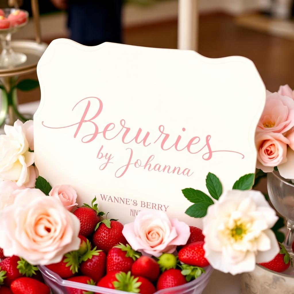 Custom event signage on the dessert cart